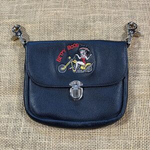 Vintage 1995 Betty Boop Motorcycle Embroidered Leather Purse Made in USA